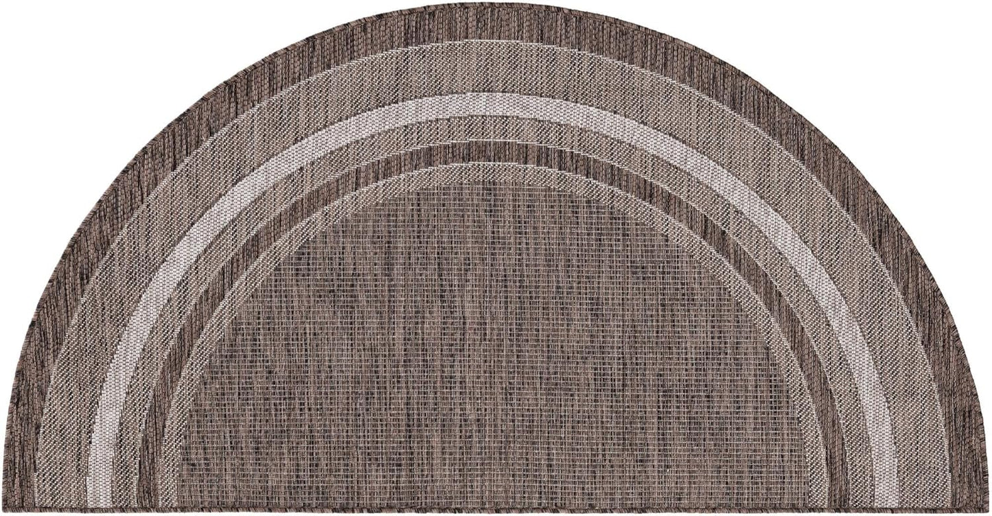Unique Loom Outdoor Border Collection Area Rug - Soft Border (3' 1" x 6' 1" Hearth Brown/Ivory)