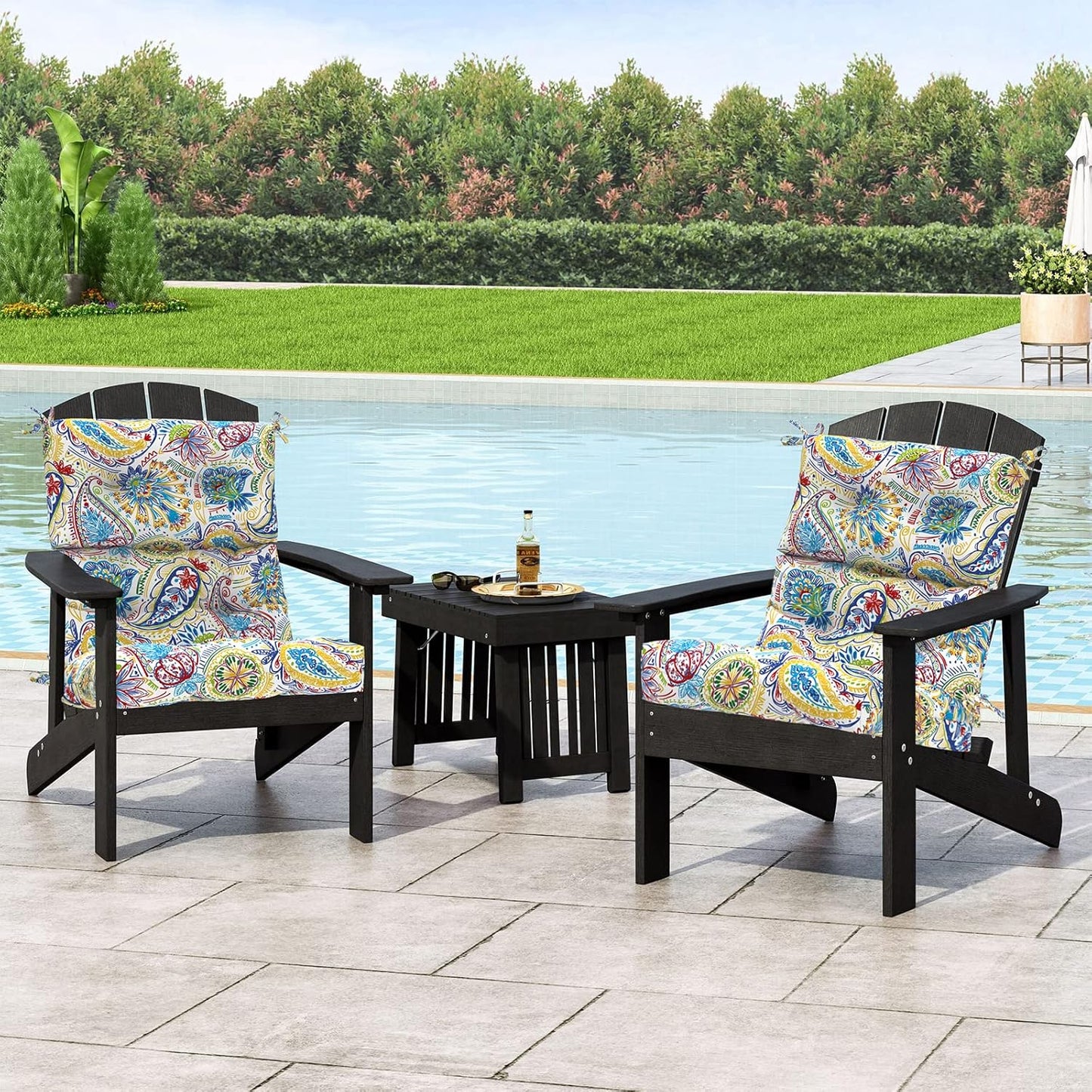 LVTXIII 2 Pack Outdoor/Indoor High Back Chair Cushions, Deep Seat Patio Seat and Back Cushion Set, Stuffed High Rebound Foam Rocking Chair Cushions, 44”x22”x4”, Paisley Chili