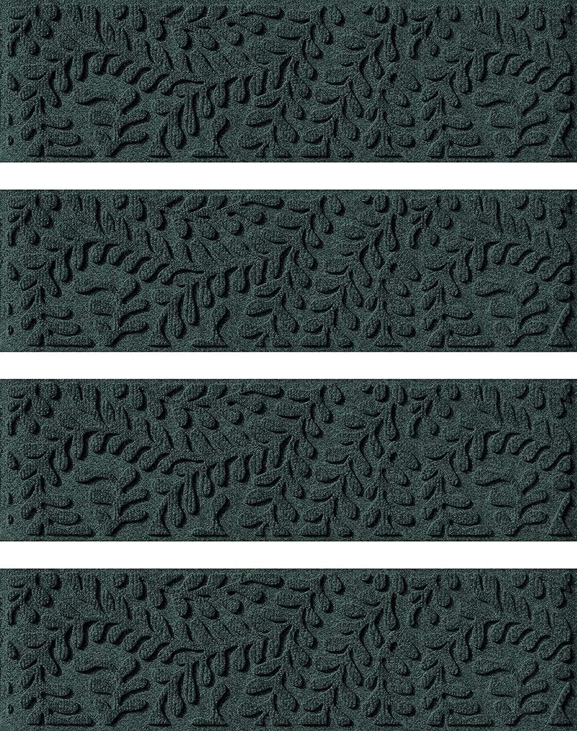 Waterhog Stair Treads (Set of 4) – 8 1/2 x 30 Inches, Durable,Water-Trapping, Indoor/Outdoor Floor Covering, Boxwood Collection – Made in USA, Evergreen