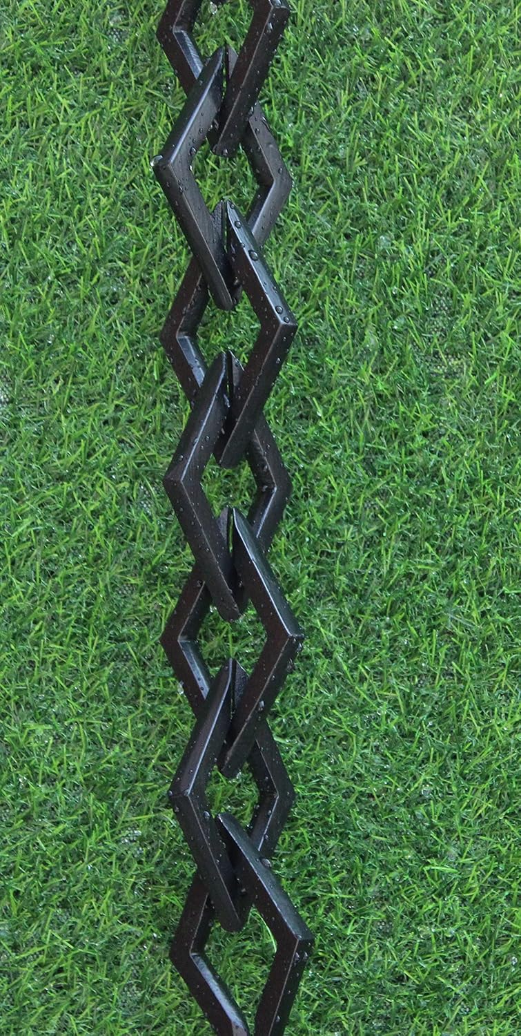 KAM Home Diamond Links Rain Chain with Installation Kit (Black, 11)