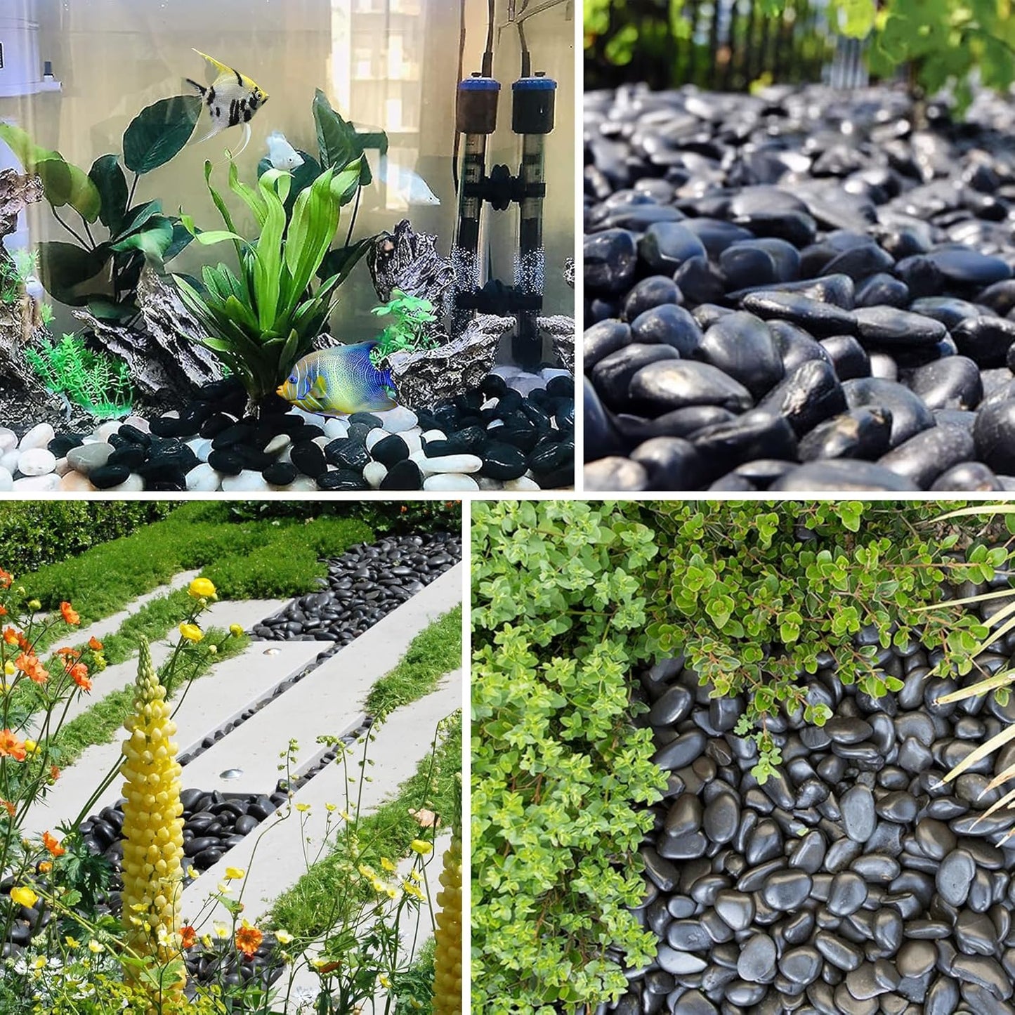 Large Pebbles for Landscaping 40lbs, 2-3 Inch Black River Rocks for Aquarium, High Polished Natural Decorative Stones for Vase Filler Fish Tank Gardening