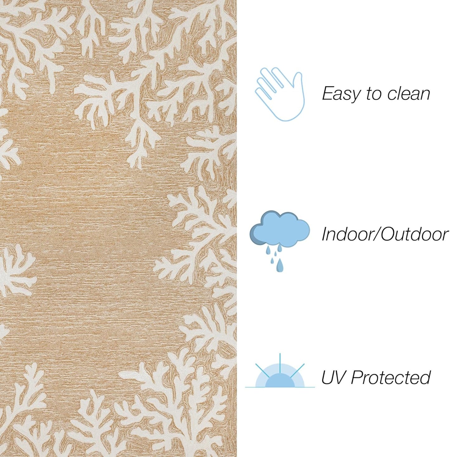 Liora Manne CAPRI Indoor/Outdoor Handmade Synthetic Blend Durable Area Rug - Traditional Border Coastal Beach Accent (Coral Border Neutral) (5' x 7'6")