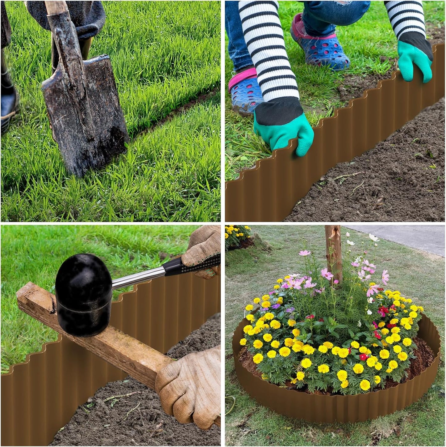 LAVEVE Corrugated Metal Garden Edging 10" x 20Ft, Landscape Edging Border for Lawn, Flower Bed, Garden Fence, Paver Edging (Bronze)