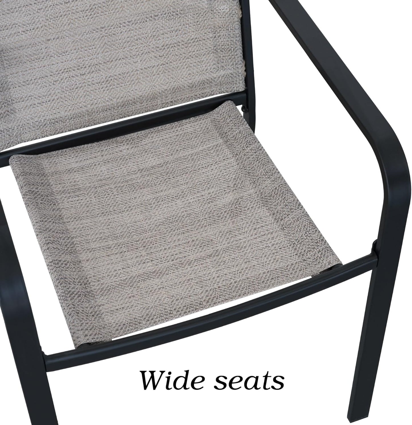 7-Piece Outdoor Dining Set, 48'' Round Table with 6 Stackable Chairs All Weather Furniture Set - Beige Grey