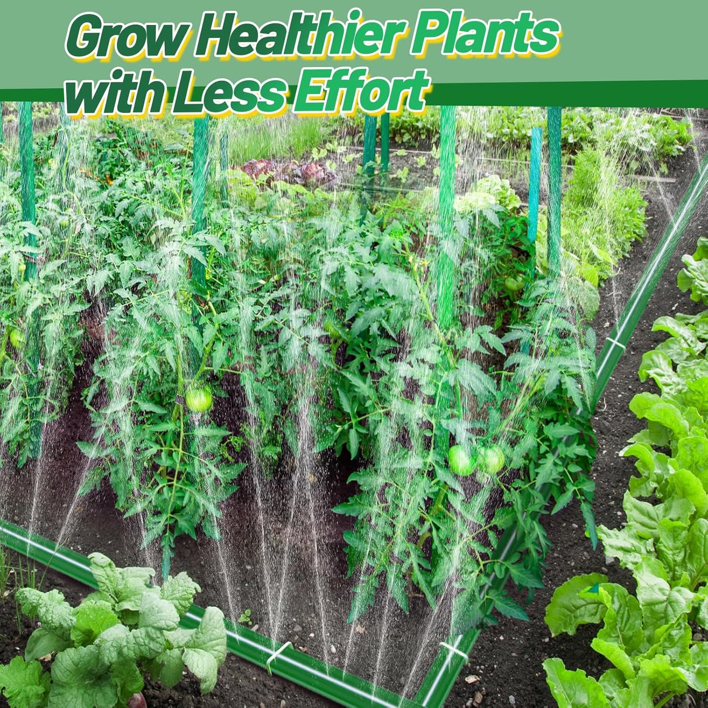 75ft Sprinkler Soaker Hose - Kink-Free, Save Water, Flexible - Heavy Duty Three Tube Flat Watering Hose for Garden Yard Lawn Irrigation, with 25 Stakes