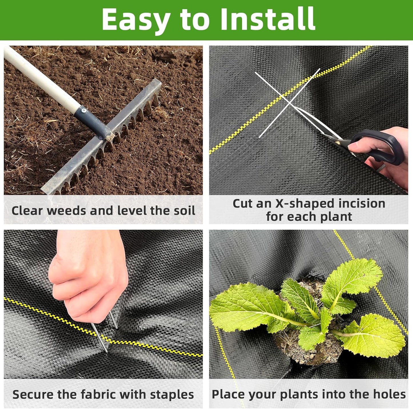 Shade&Beyond 8ftx300ft Weed Barrier Fabric 3.5oz Heavy Duty Landscape Fabric with Superior Permeability Weed Control, Garden Woven Ground Cloth with Staples