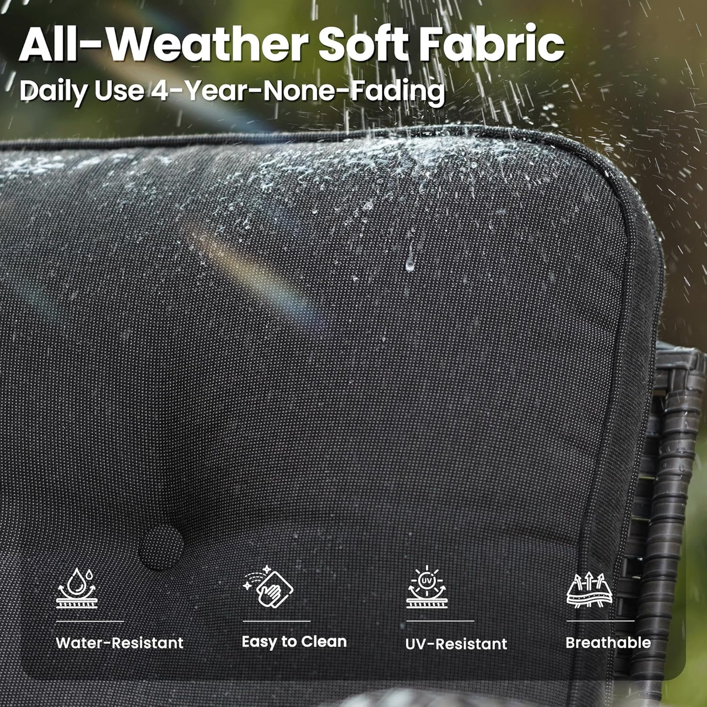 ovios 7 Pieces Patio Furniture Set, Outdoor Wicker Sofa with Swivel Chairs, Coffee Table, All Weather High Back Rattan Loveseat Couch with Comfy Cushions, Black