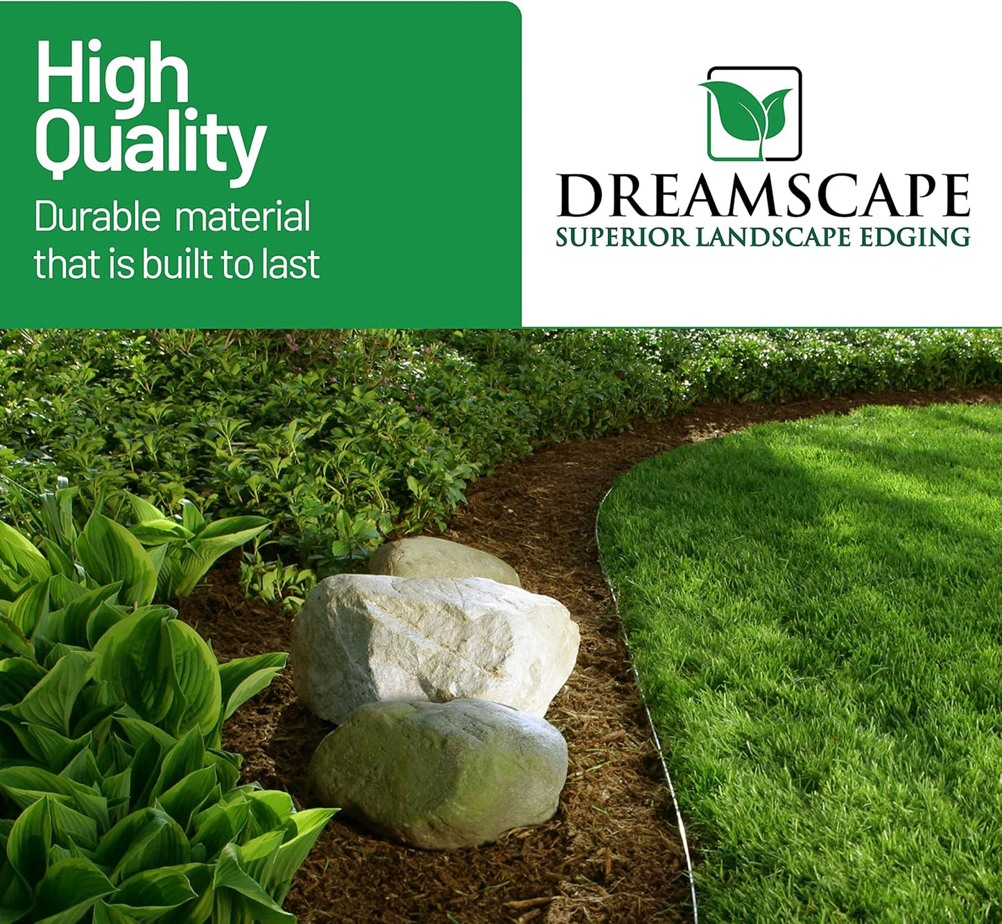 Dreamscape YardEdge Aluminum Landscape Edging - 12 Strips, 6ft Each (72ft Total), Green Duraflex Paint - Professional Quality Landscaping Border, Metal Divider for Lawn, Garden, Flowerbed