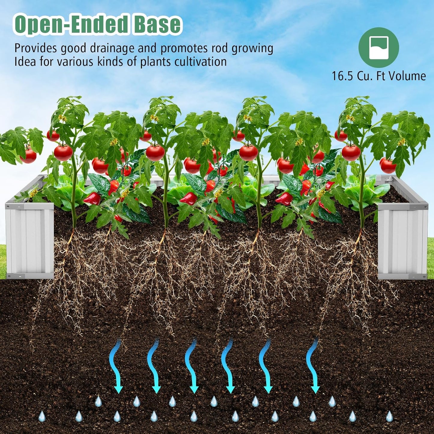 S AFSTAR Galvanized Raised Garden Bed with Greenhouse, 69” x 36” x 28” Bottomless Flower Bed w/Large Roll-up Window, 8PCS T Tags & Gloves, Outdoor Rectangular Planter Box Kit for Herb Vegetable Fruit