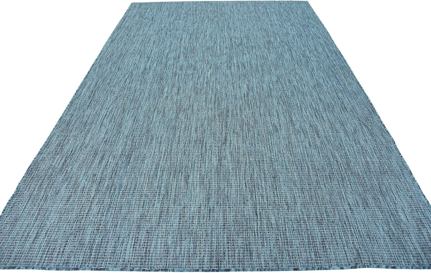 Unique Loom Collection Casual Transitional Solid Heathered Indoor/Outdoor Flatweave Area Rug (6' 1" x 9' Rectangle, Teal/Navy Blue)