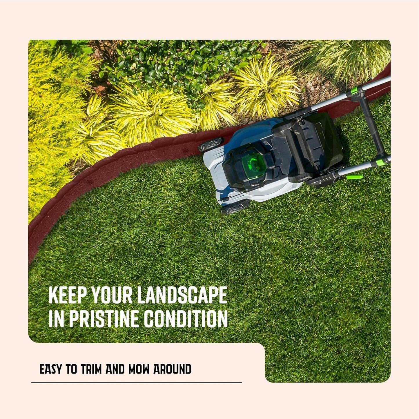 Playsafer L Shaped Flexible Rubber Scalloped Edger for Lawns Landscaping and Playground | Easy No Dig Installation| 4' Long (1, Red)