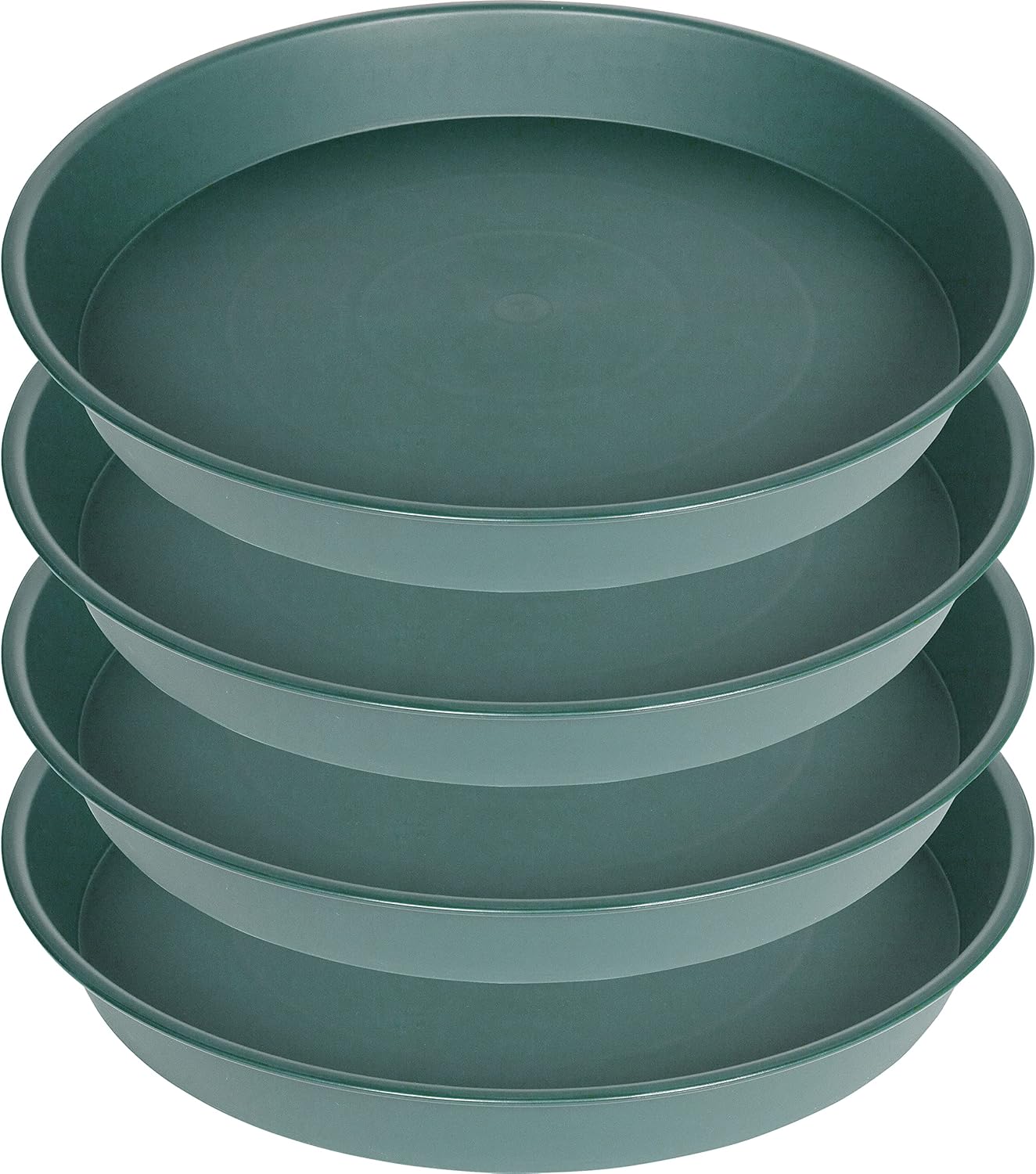 4 Pack of 18 19 inch Plant Saucer Drip Tray (16.6 inch Base), Heavy Duty Large Deep Plant Saucers for Pots, Plastic Flower Planter Water Trays for Indoors Outdoor (19", Green)