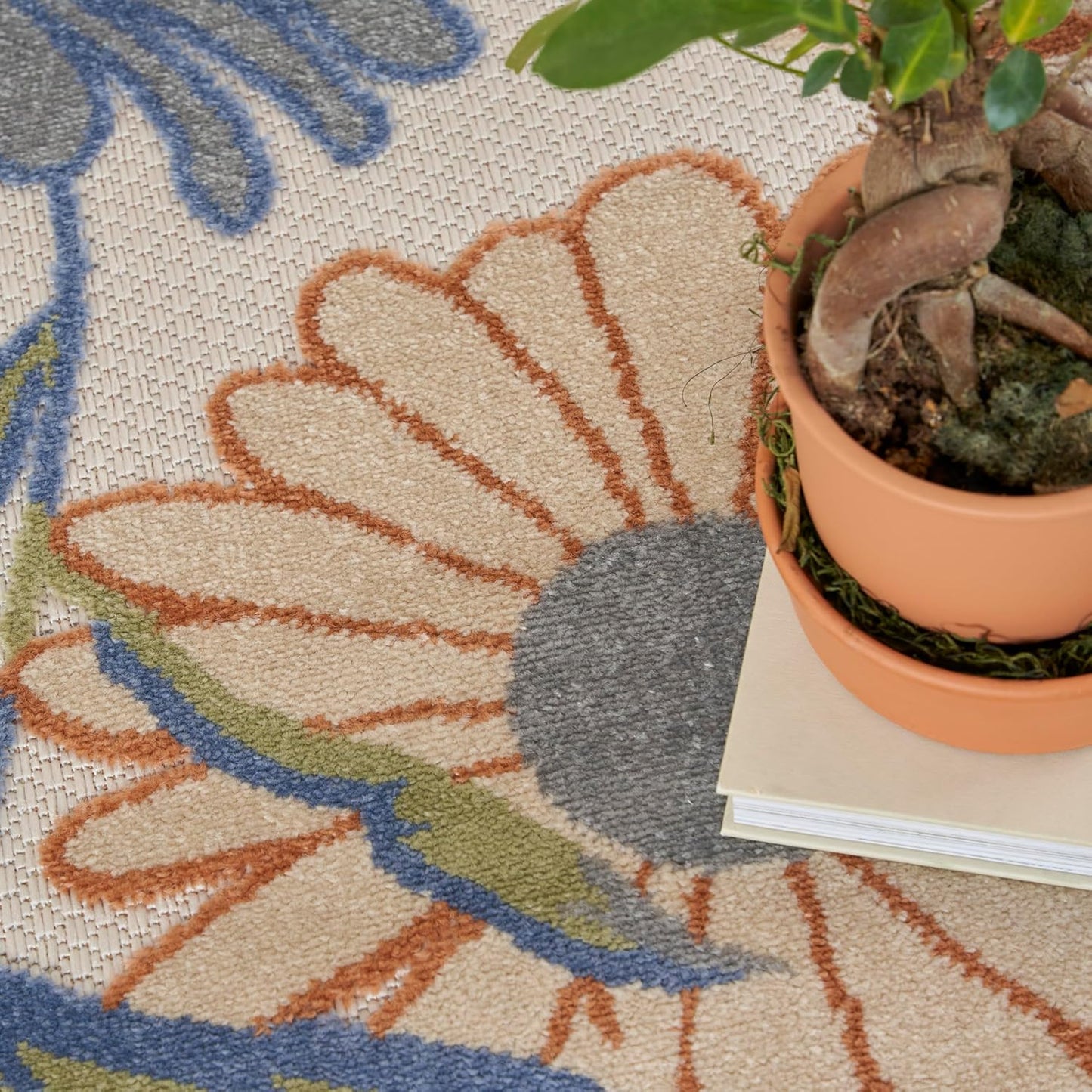 Nourison Home Aloha 5' x 8' Beige Multi-Color Fabric Area Rug