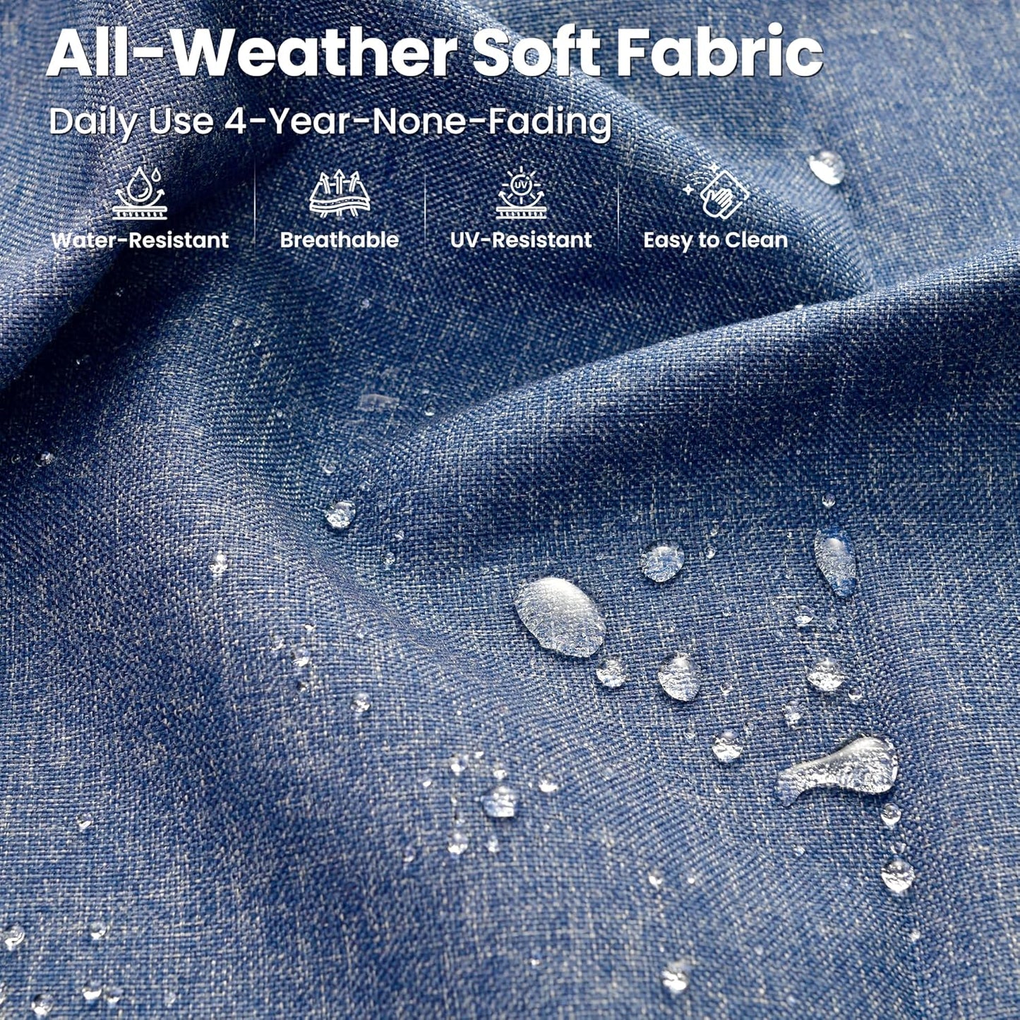 ovios 8 Pieces Patio Furniture Set Outdoor Sectional Sofa Couch with Rocking Swivel Chairs Deep Seat Chaise Comfy Cushions, Modern Modular Wicker Rattan Conversation Set, Denim Blue