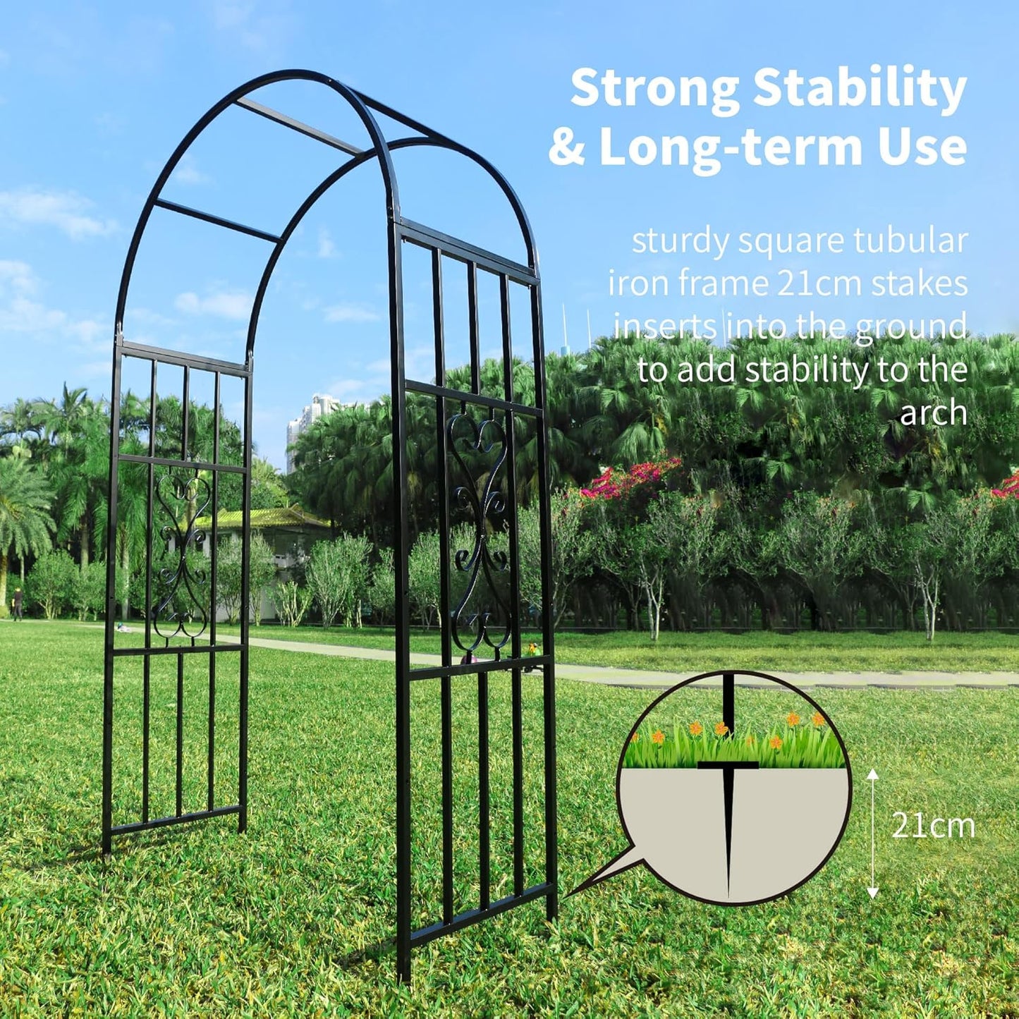 Arbors, Curved Metal Endurable Iron Trellis Plants Stand Use for Outdoor Garden Arbor Climbing Plants Wedding Arches Ceremony