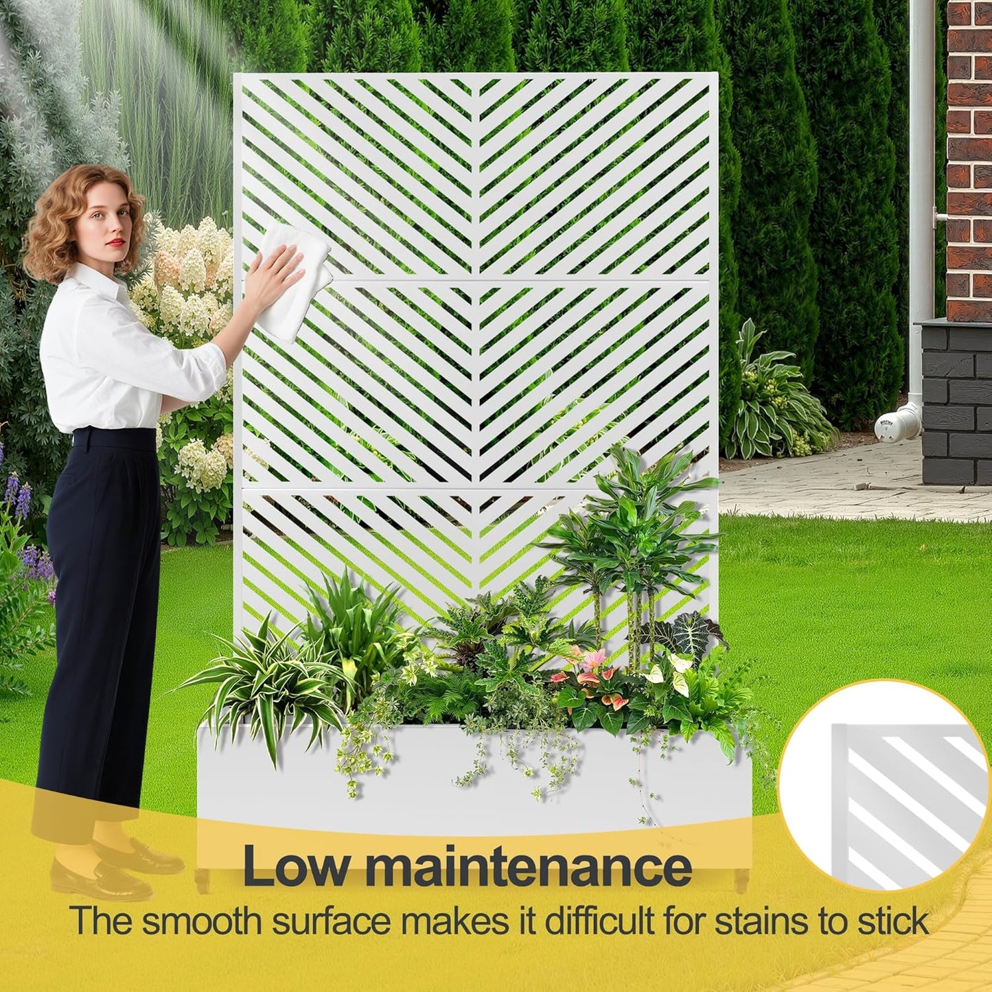 Raised Garden Bed with Trellis and Wheels,73"x47"x16" Metal Raised Garden Bed,White Parallel Metal Planter with Climbing Trellis for Vines & Vegetables