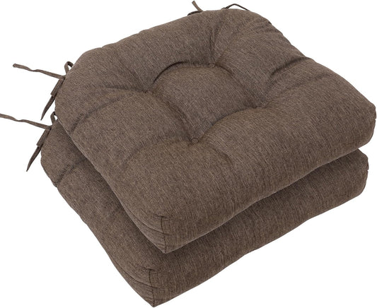RACE LEAF 19" x 19" Patio Chair Seat Pads Brown - Outdoor/Indoor Patio Cushions Set of 2 - Replacement Cushions for Chairs and Seating - Olefin Seat Pads for Porch, Deck, and Garden Seats