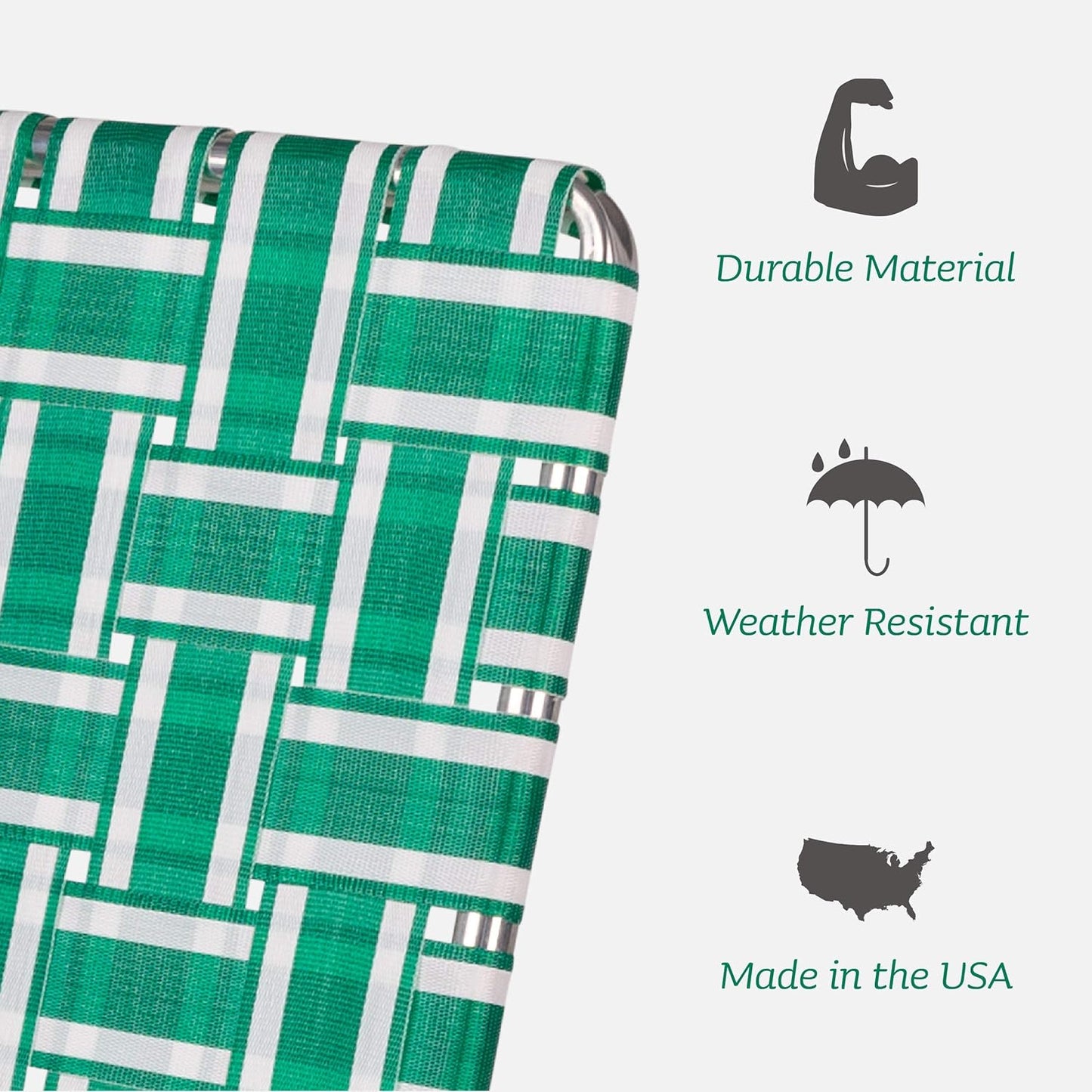 Lawn Chair USA Folding Aluminum Outdoor Patio Lawn Chair | Heavy-Duty Webbed Chairs for Camping, Sports, Beach, Yard & Tailgating | Lightweight Portable | Classic - Red and White with White Arms