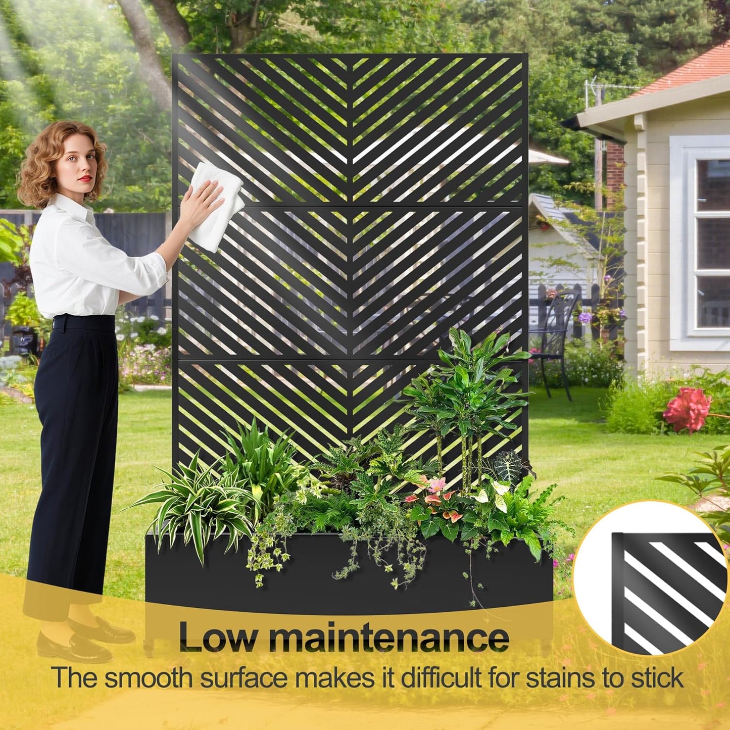 Raised Garden Bed with Trellis and Wheels,73"x47"x16" Metal Raised Garden Bed,Black Parallel Metal Planter with Climbing Trellis for Vines & Vegetables