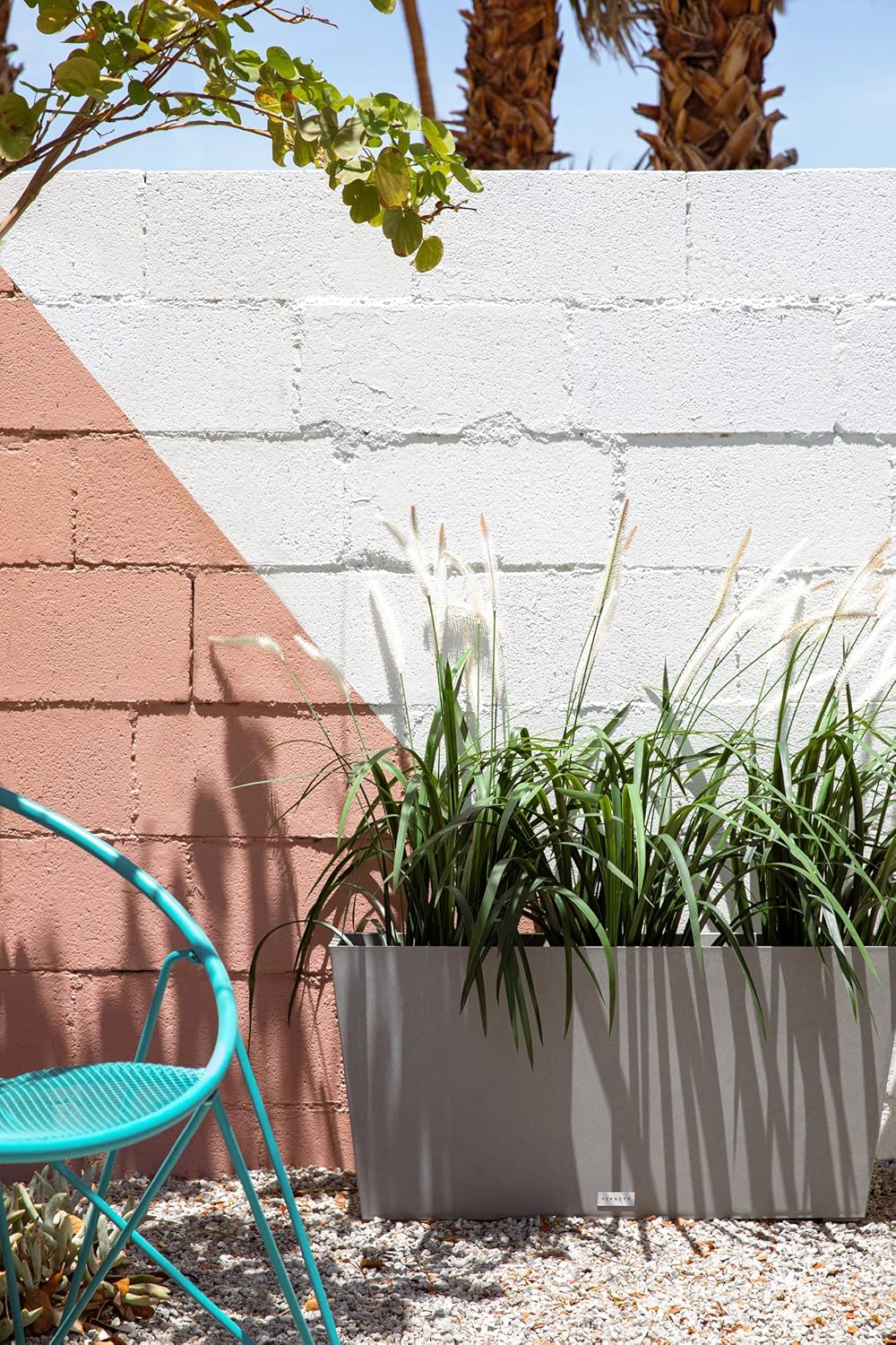 Veradek Pure Series Midori Trough Planter - Large Rectangular Planter for Indoor or Outdoor Deck/Porch | Durable All-Weather Use with Drainage Holes | Modern Decor for Shrubs, Flowers, Small Plants