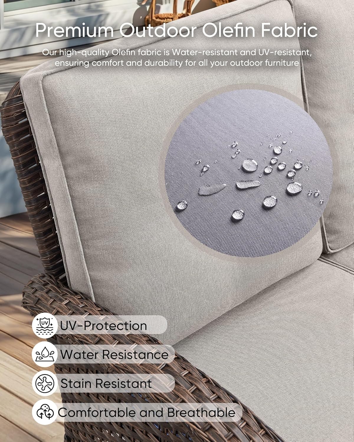 HUMMUH 5-Piece Patio Furniture Set with Fire Pit,Wicker Outdoor Rocking Chairs Patio Sofa for Backyard,Poolside,Deck