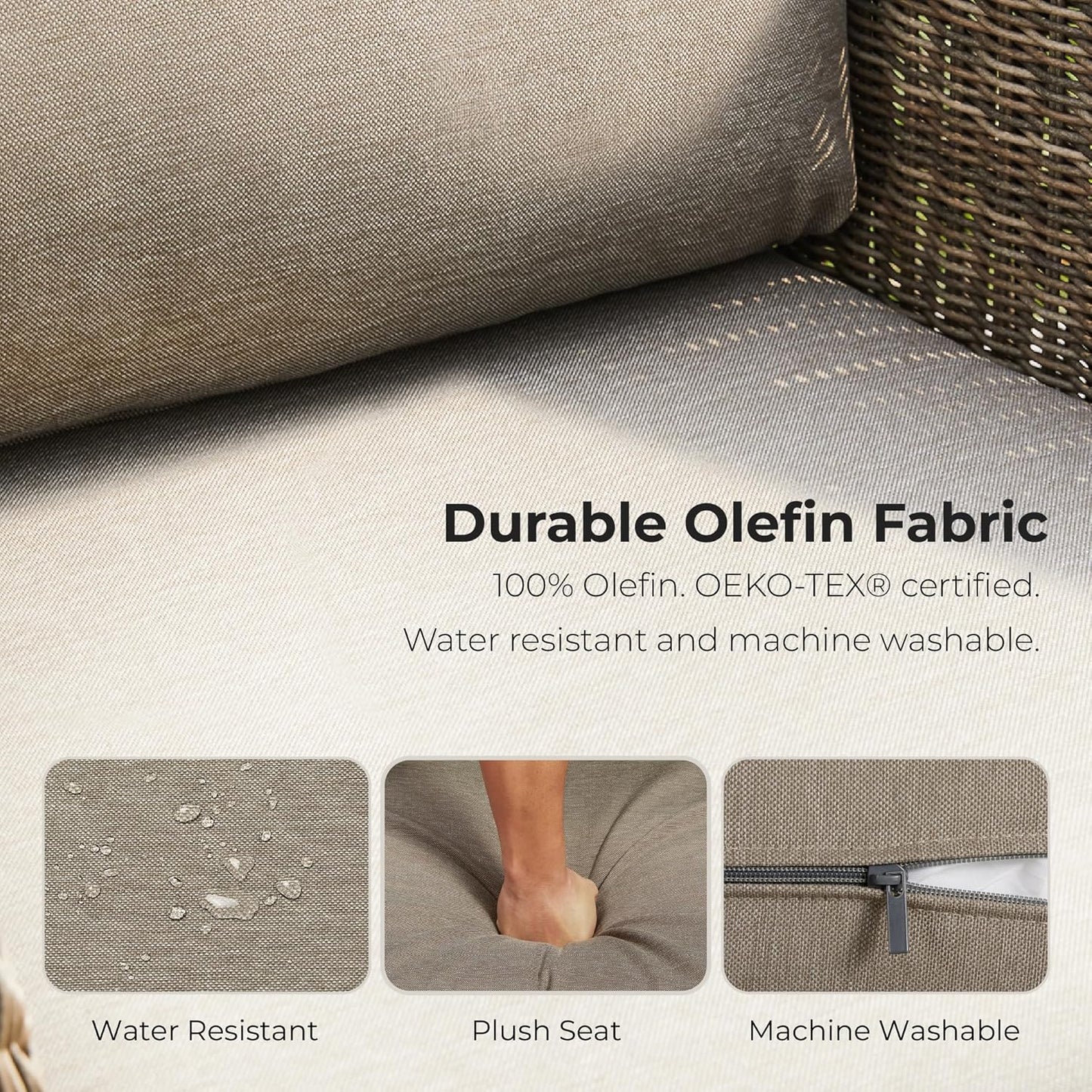 CHITA Patio Wicker 360° Swivel Chair with Removable Cushion, Backyard Rattan Chair for Sunrooms, Patios, Decks, Fully Assembled(Gray Cushions with Brownish Gray Wicker)