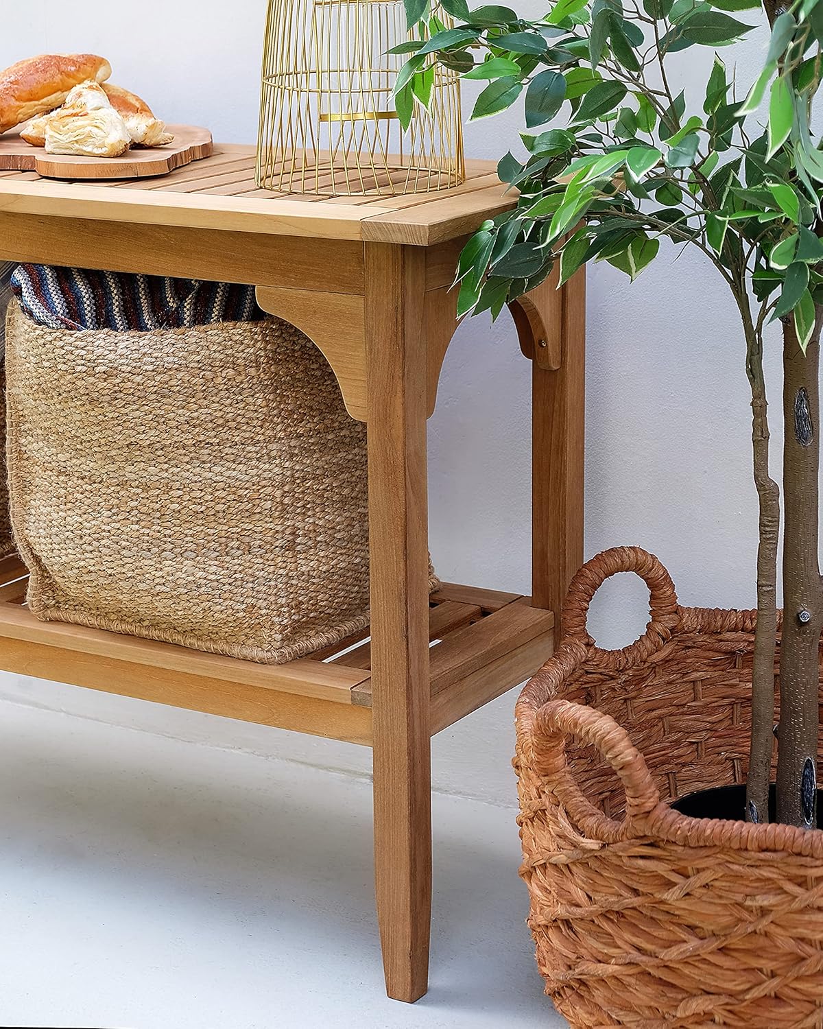 Cambridge Casual Indonesian Teak Auburn Outdoor Console Table, Natural