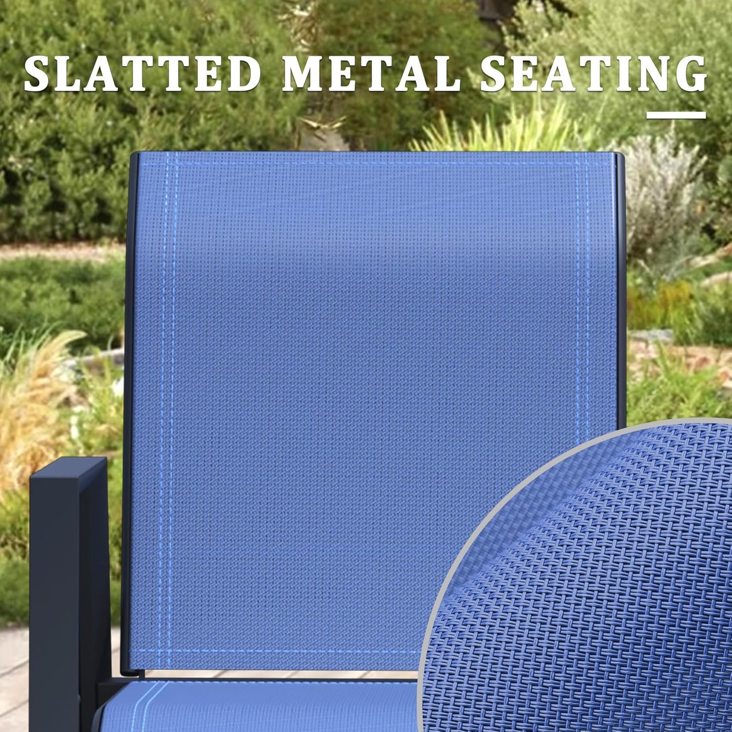 Outdoor Patio Chairs Set of 8, Blue Stackable Outdoor Chairs, Lightweight Patio Set with High Back, Metal Dining Chair for Lawn, Garden, Yard and Deck