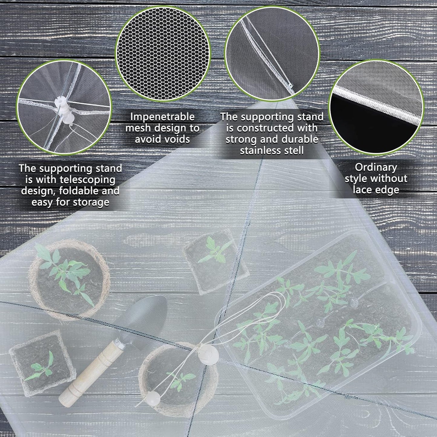 Sawysine 4 Pack Mesh Plant Cover Reusable Screen Cloche Dome Plant Protector Tent Collapsible Umbrella for Outdoor Garden Greenhouse Vegetable Flowers Strawberry from Animals(17 x 17 Inch,White)