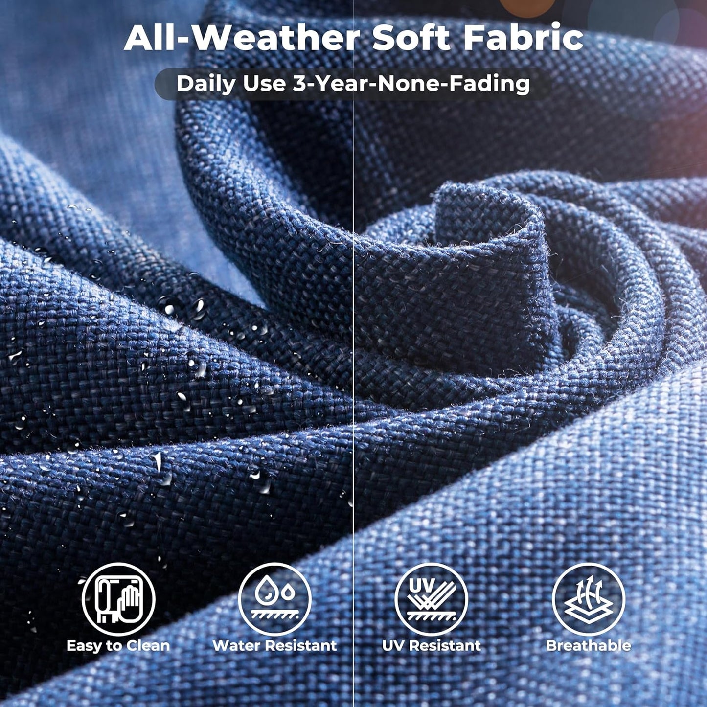 ovios 10 Pieces Patio Furniture Set, Outdoor Wicker Sectional Sofa with 54" Fire Pit Table Swivel Chairs, Modern Modular Deep Seat Rattan Couch Conversation Sets, Denim Blue