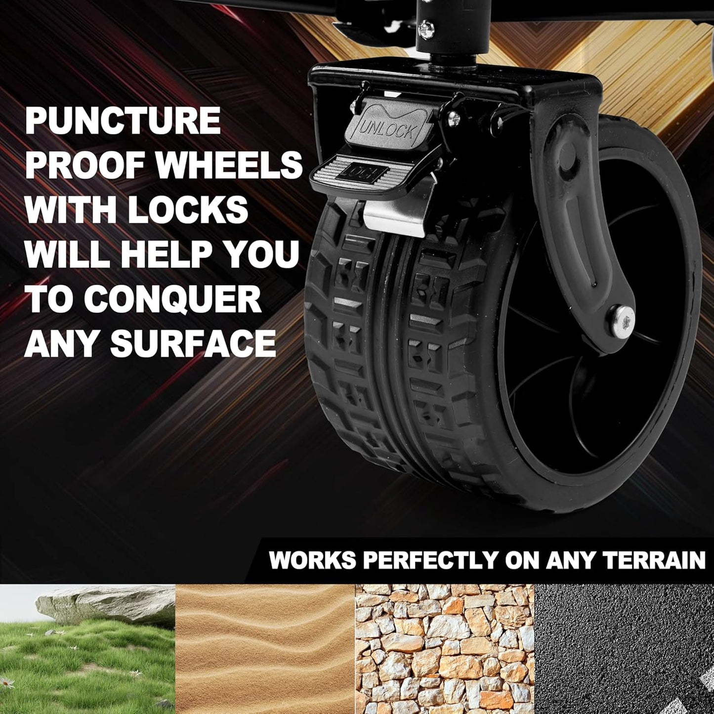 SUNNYFEEL 49''L 550lbs Heavy Duty Wagon Cart Foldable with Wheels,Extra Long Fold Up Wagons Carts with Side Pocket and Brakes for Camping Sports Garden Shopping (Blue)