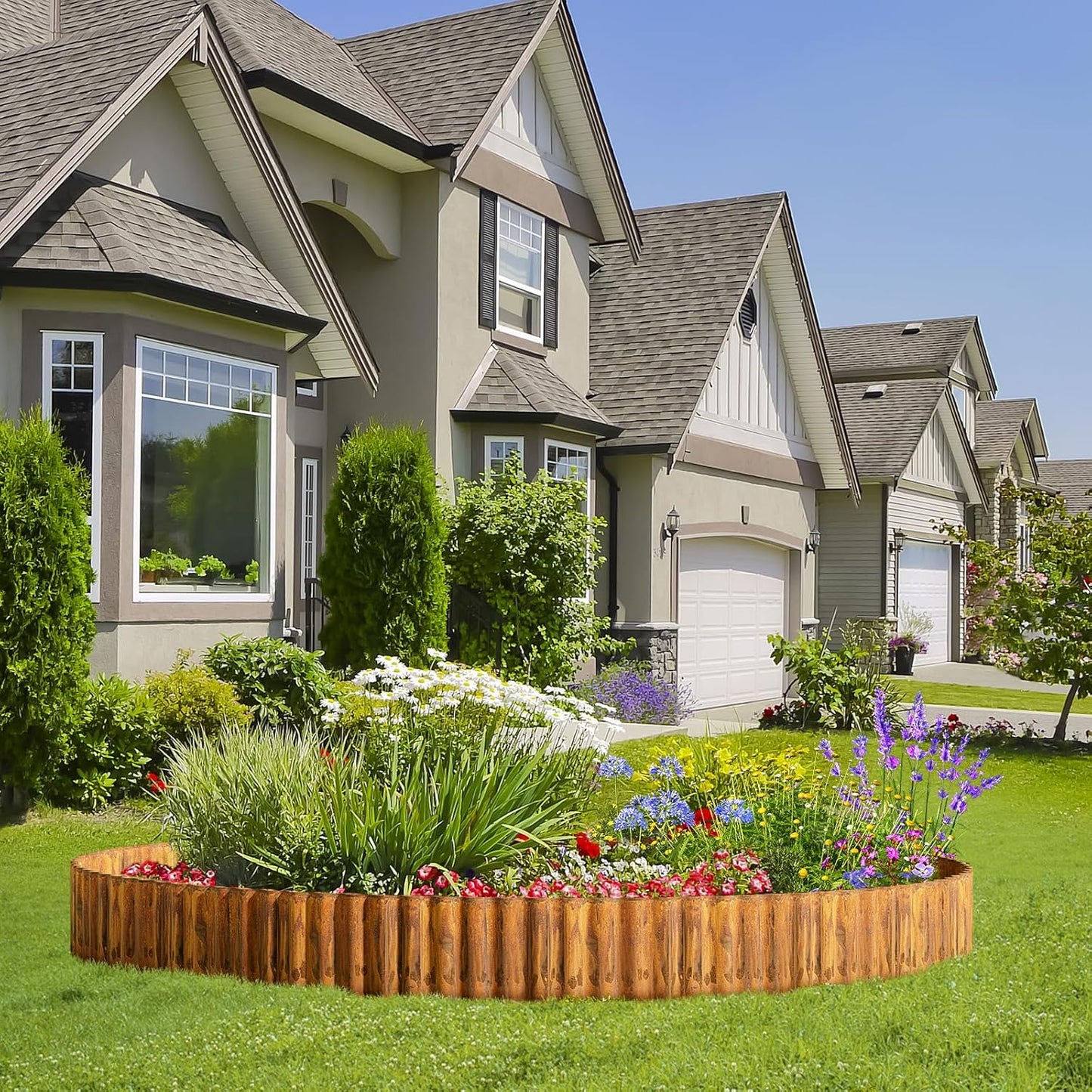 Land Guard Corrugated Garden Edging Border, 6" × 50' Landscape Paver Edging, Tall Landscape Edging, Fence for Garden, Flower Bed, Lawn and Landscape Edging (Rusty)