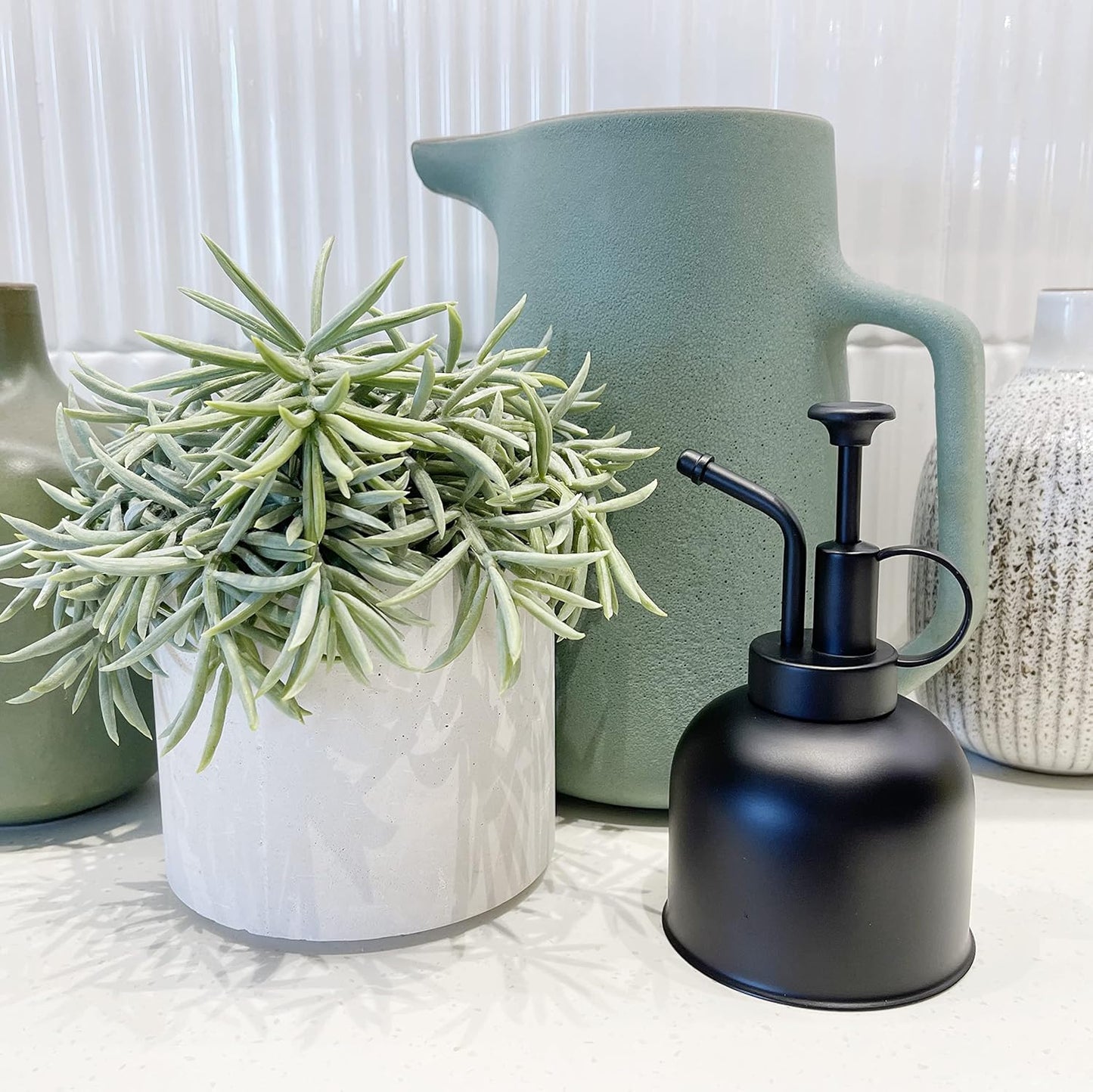 Plant Mister Spray Bottle Stainless Steel Watering Can for Indoor Plants Bonsai Sprayer Succulent Spritzer Houseplant Atomizer Terrarium Mister Modern Garden Tools 10oz/300ml Black