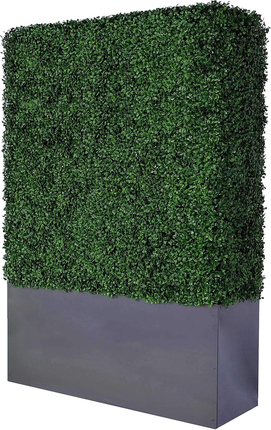 AGPL Artificial Hedge Wall (38" Width* 12" Deep* 64" Height) with Dark Gray Stainless Steel Planter Box (64.00)