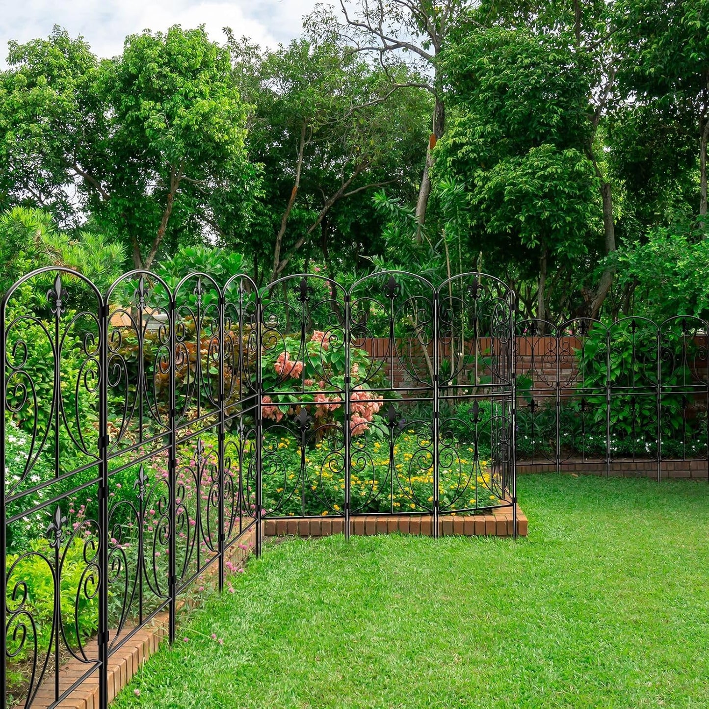 Skcoipsra Decorative Garden Fence 10 Pack, 37.5in(H) x 10.8ft(L) Animal Barrier Fence, Rustproof Metal Fencing for Yard, Dog Rabbits Wire Section Garden Edging Border for Yard Patio Garden, Arched