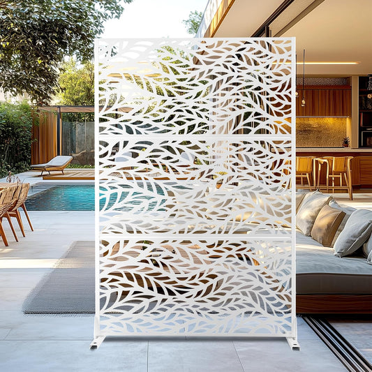 Outdoor Privacy Screen,72" H×47" W Metal Privacy Screen, Freestanding Privacy Fence Panels for Patio