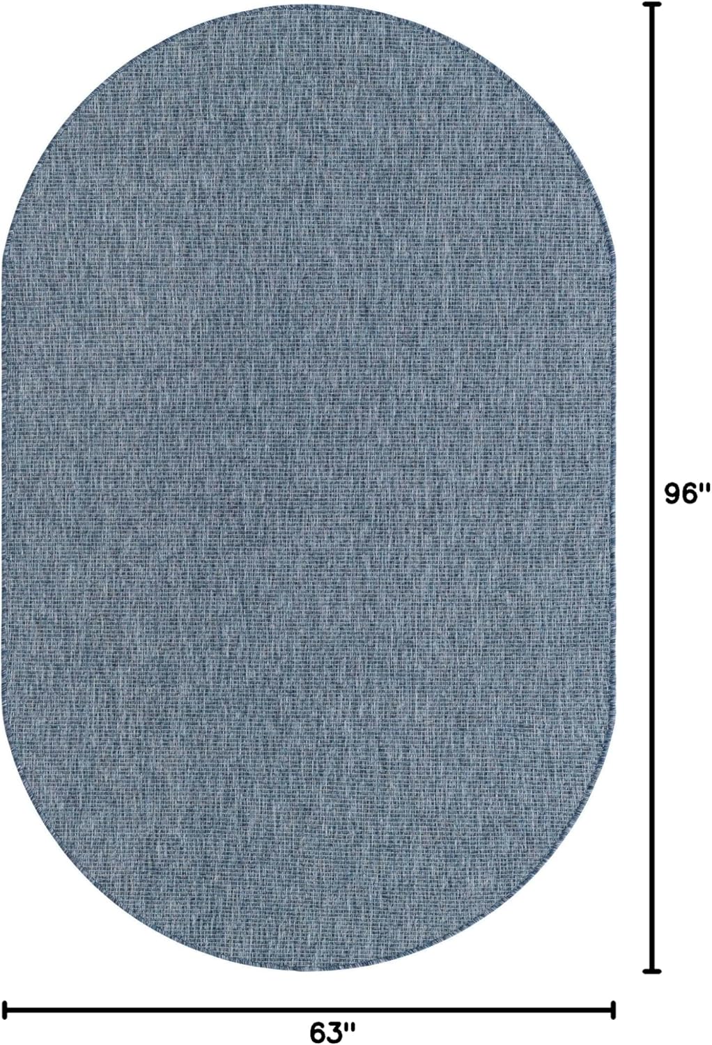 Unique Loom Collection Casual Transitional Solid Heathered Indoor/Outdoor Flatweave Area Rug (5' 3" x 8' Oval, Blue/Navy Blue)