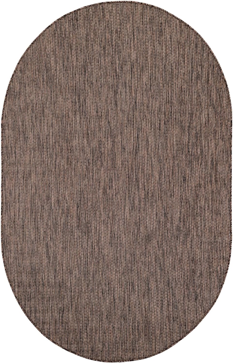 Unique Loom Outdoor Solid Collection Area Rug (5' 3" x 8' Oval Light Brown/Ivory)