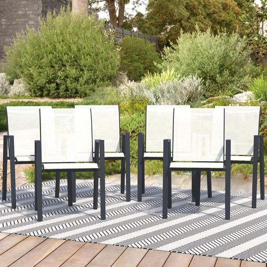 Outdoor Patio Chairs Set of 6, Oyster Beige Stackable Outdoor Chairs, Lightweight Patio Set with High Back, Metal Dining Chair for Lawn, Garden, Yard and Deck