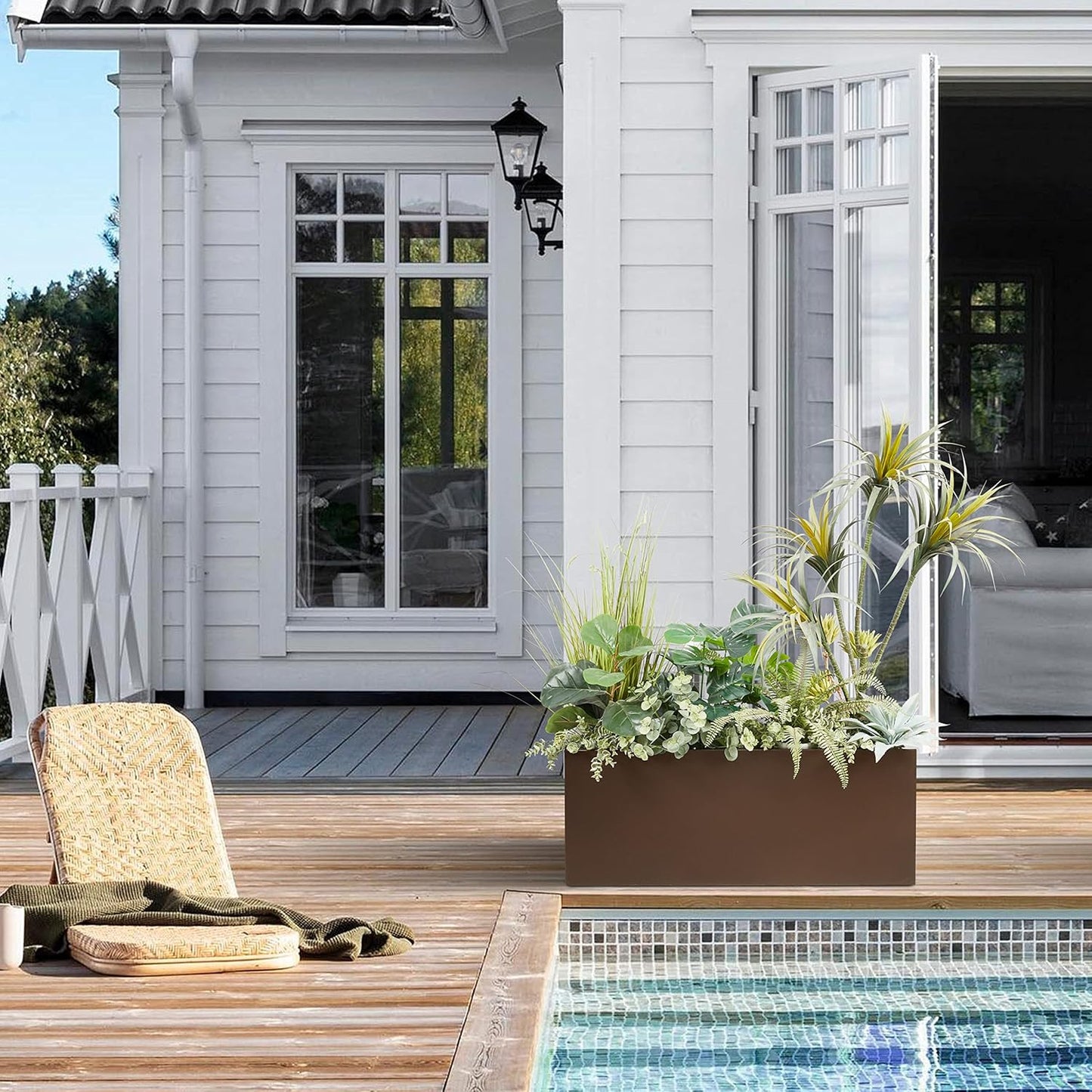 Metallic Heavy Long and Large Outdoor/Indoor Planter Box, 38”Lx15”Wx15”H, 40Pounds, Espresso