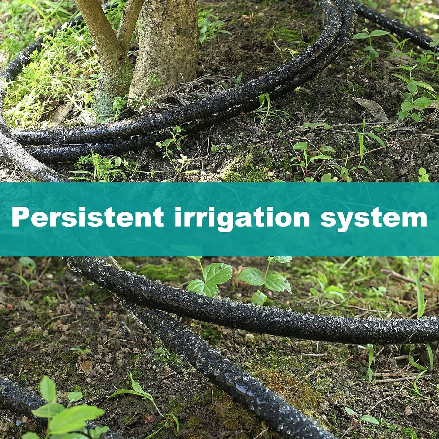 50 FT Soaker Hose 1/2" Heavy Duty Garden Hose to Save 70% Water Drip Irrigation Kit for Lawn/Yard Landscaping Beds (50FT)