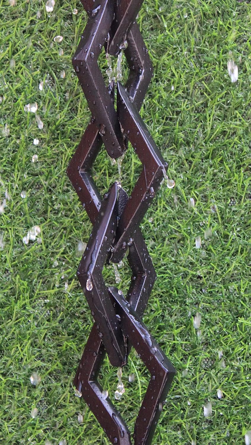 KAM Home Diamond Links Rain Chain with Installation Kit (Black, 12)