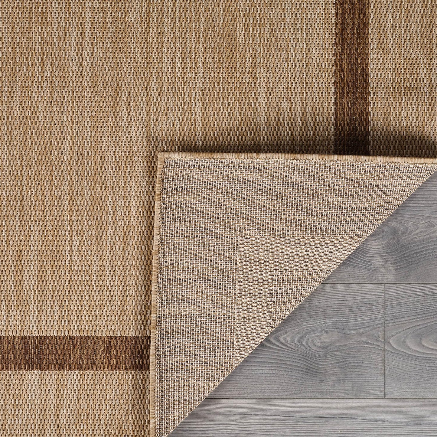 Bordered Outdoor Rug 5x7 Washable Outside Carpet for Indoor Patio Porch Waterproof Easy Cleaning Non Shedding Area Rugs Jute Beige - Nut Brown 5 x 7