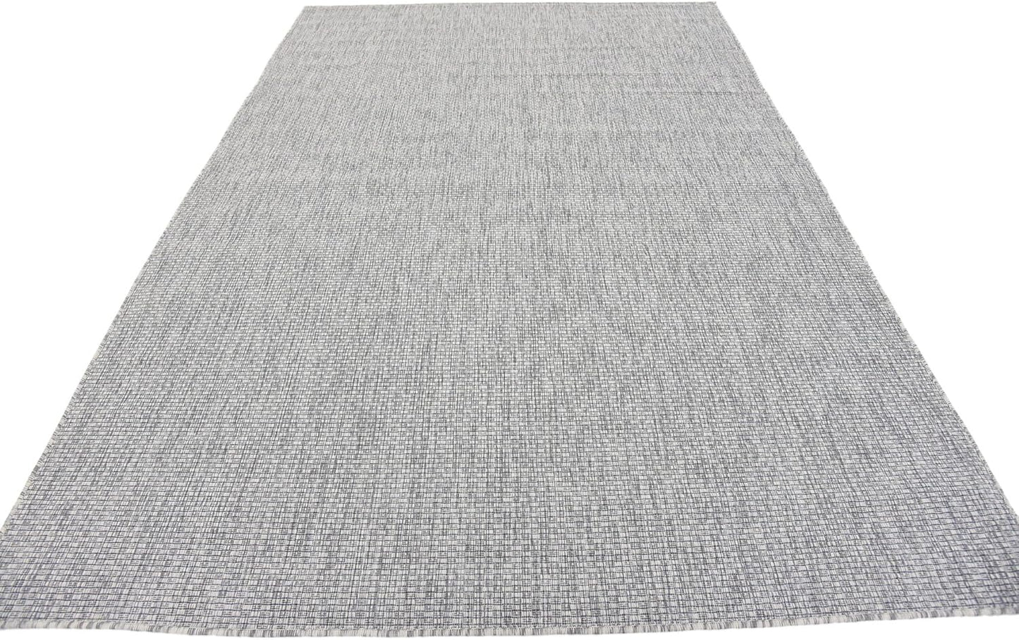 Unique Loom Collection Casual Transitional Solid Heathered Indoor/Outdoor Flatweave Area Rug (6' 1" x 9' Rectangle, Light Gray/Ivory)