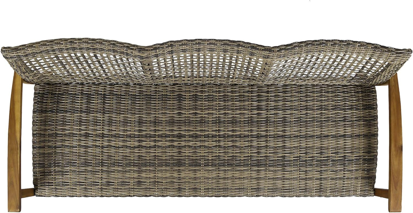 Christopher Knight Home Marcia Outdoor Wood Sofa, Wicker, 75.50 x 31.00 x 31.50, Gray, Natural Stained Finish