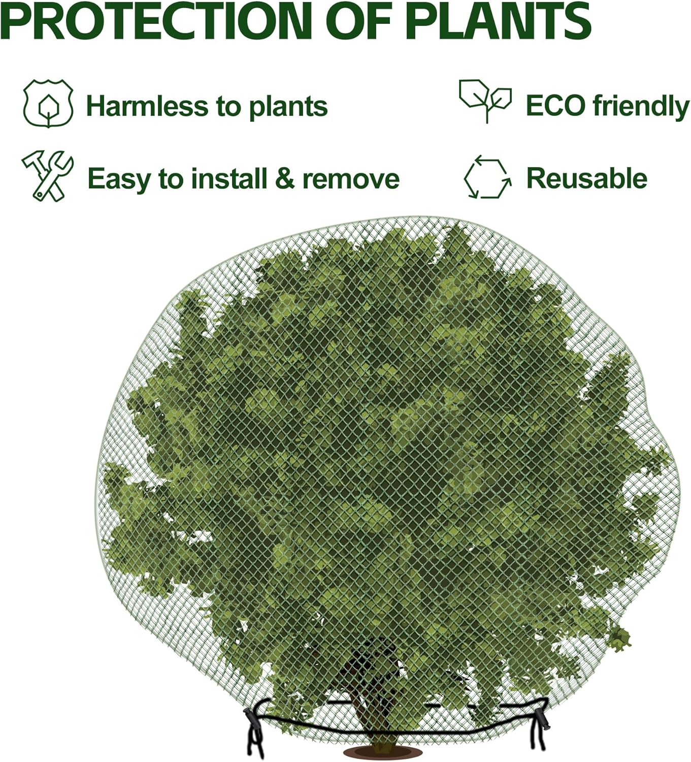 codree 3 Pcs Deer Netting for Shrubs- 7.8 x 7.8 Ft Deer Plant Netting Cover- Reusable Garden Plants Mesh Netting to Protect Undershrub Plant from Deer, Birds and Other Animals