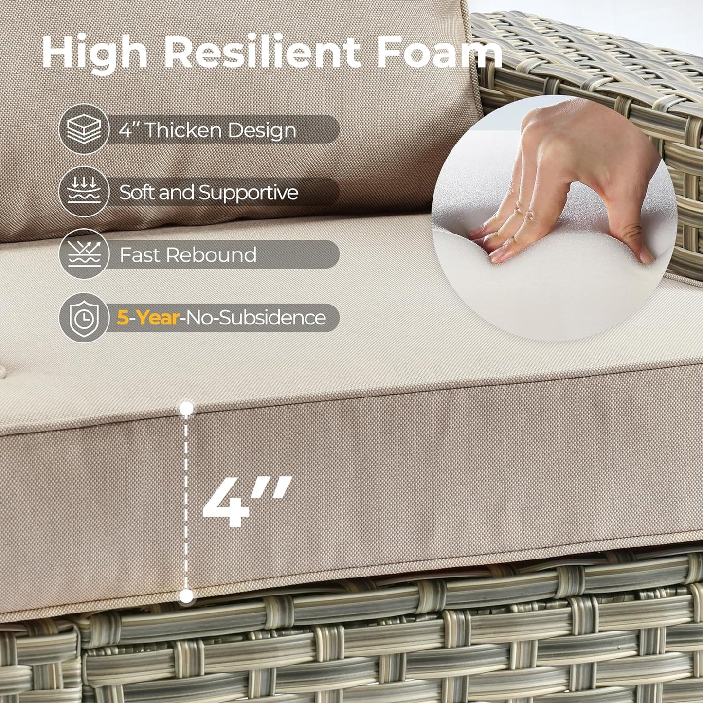 HOOOWOOO Outdoor Sectional Patio Furniture Set with Fire Pit Table,13 Pieces Wicker Conversation Sets L Shaped Couch,Extra Deep Out Door Sofa Outside Furniture with Swivel Chairs Ottomans,Beige