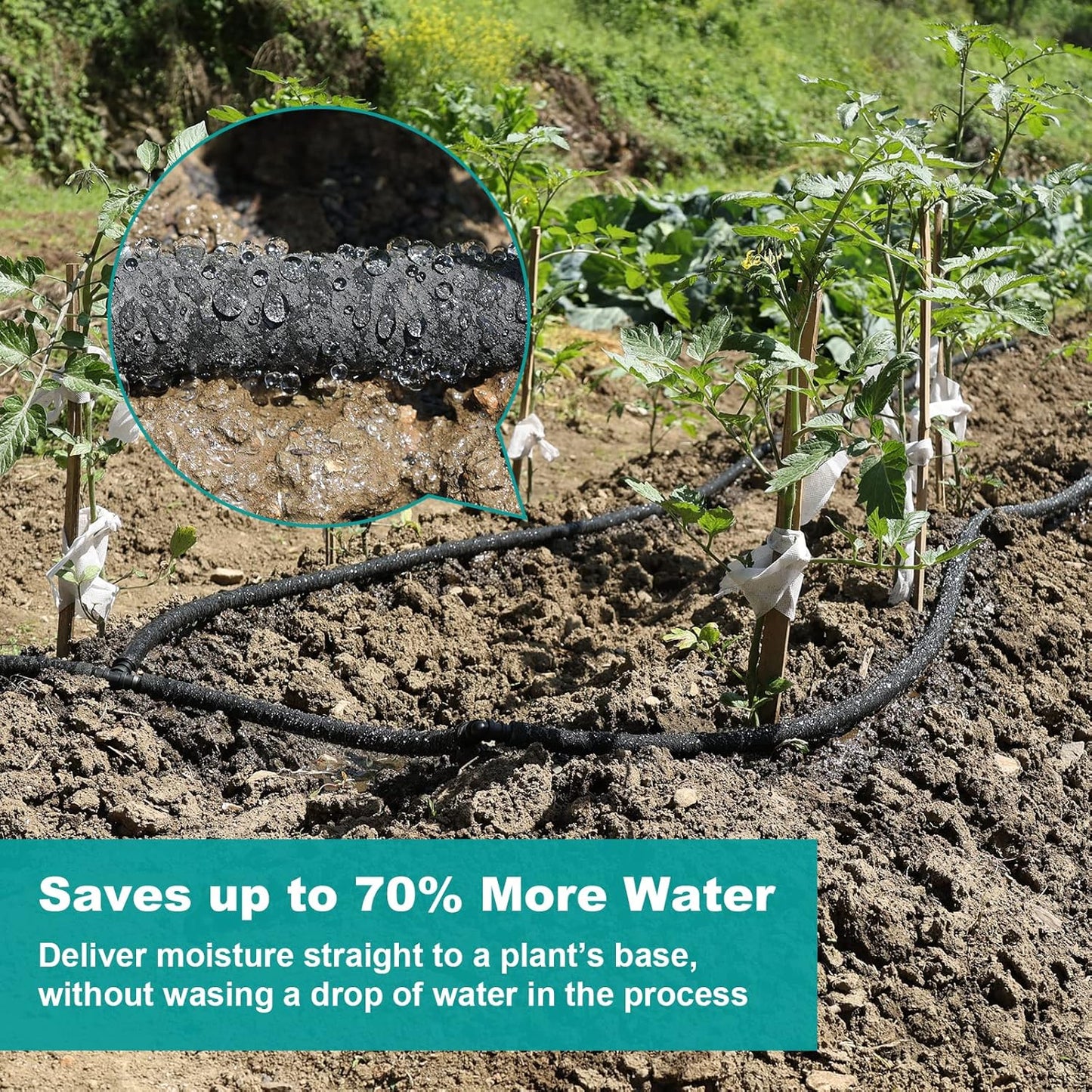 50 FT Soaker Hose 1/2" Heavy Duty Garden Hose to Save 70% Water Drip Irrigation Kit for Lawn/Yard Landscaping Beds (50FT)