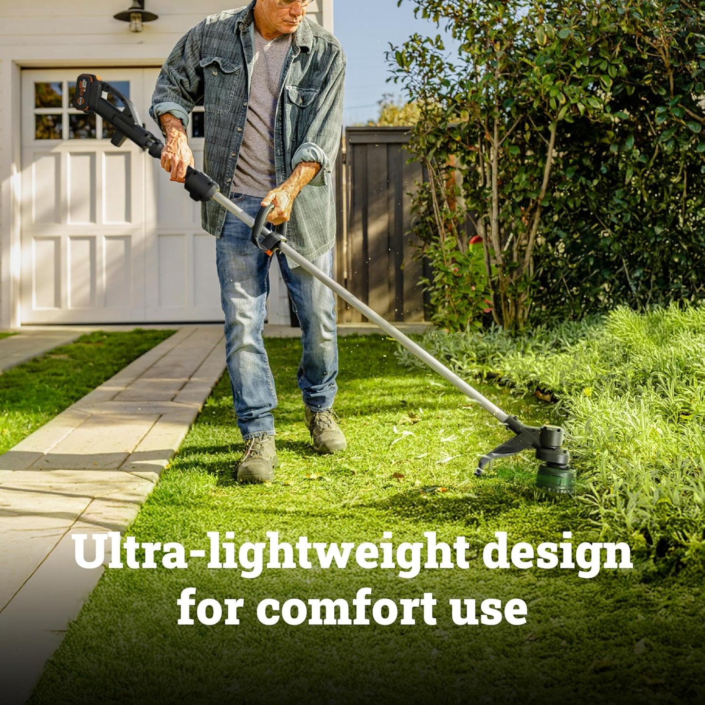 WORX Cordless String Trimmer, 20V 13''-15'' Weed Wracker with Brushless Motor 2.0, 21 cc Gas Equivalent, Quick-Line Reloading, Includes 20V 5.0 Ah PowerShare Pro Battery and Charger, PowerShare