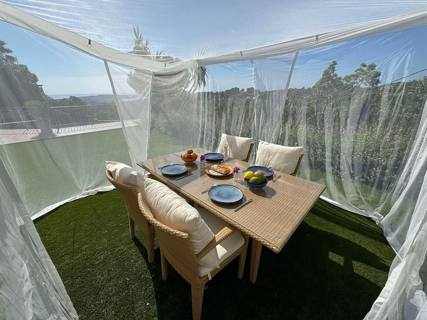 Mosquito Net for Patio 11.5 x 8.2 FT | Very Large Sizes & Fabric Designed for Outdoors | Insect House Screen Netting for Gazebo, Porch & Garden Terrace | White Outside Canopy Bug Protection